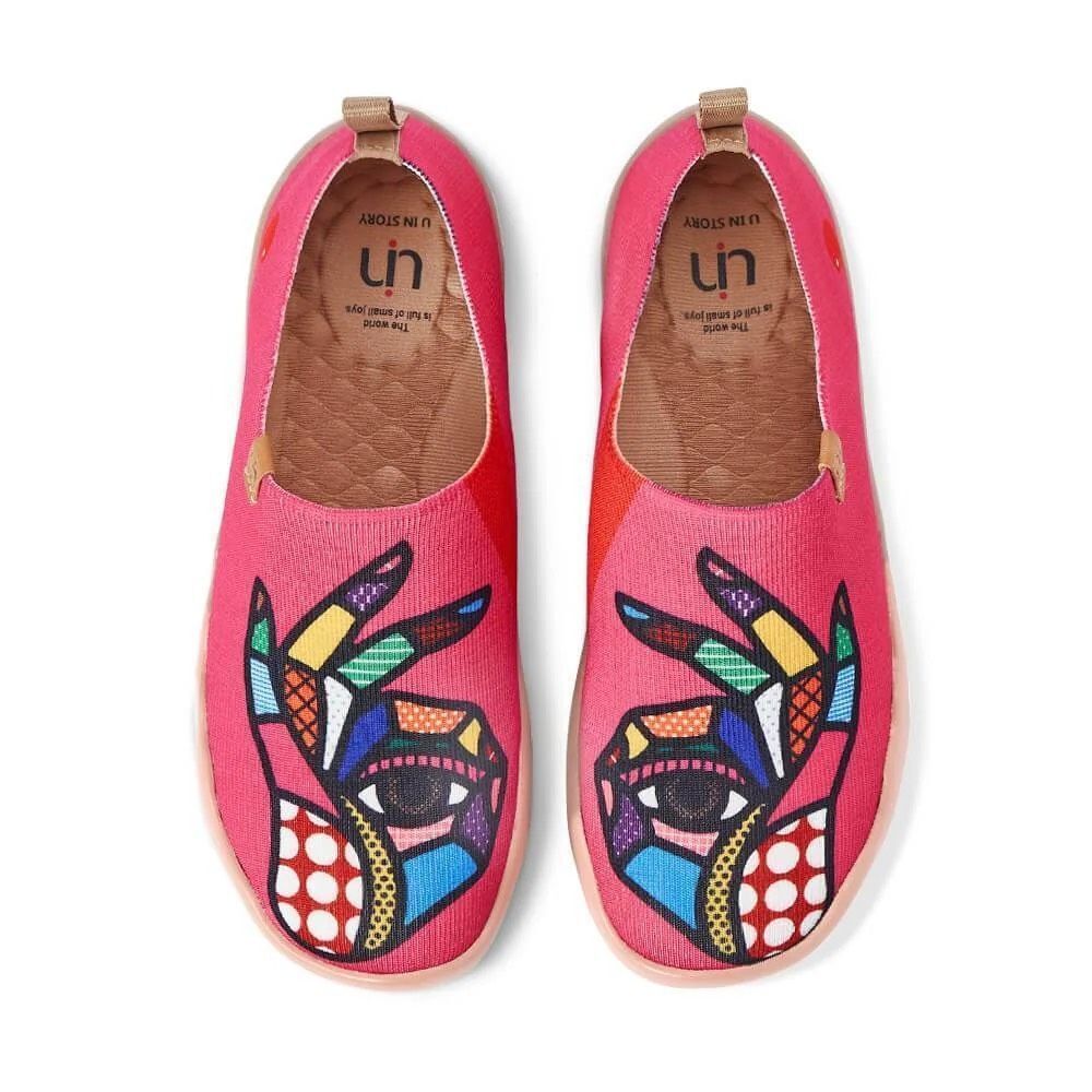 UIN Women's Travel Shoes Slip On Casual Knit Loafers Toledo (I See You)